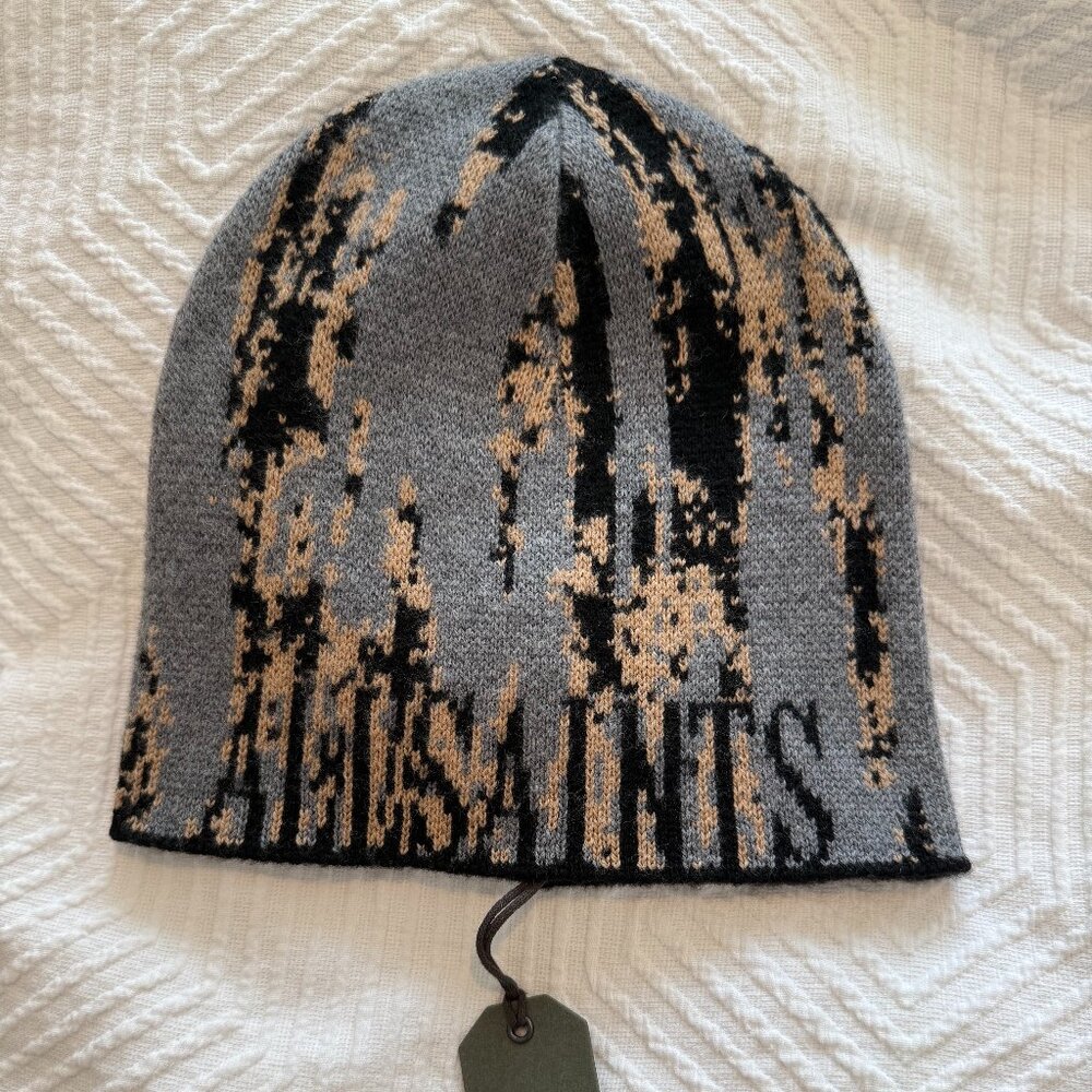 AllSaints Trendy Camouflage Beanie Gray